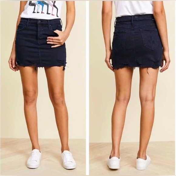 MOTHER‎ Superior The Vagabond Mini Fray Raw Hem Skirt The Devil Drinks Coffee 25 - Picture 1 of 8